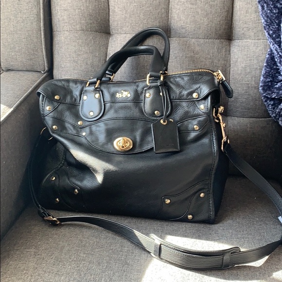 coach rhyder 33 satchel in soft grain leather